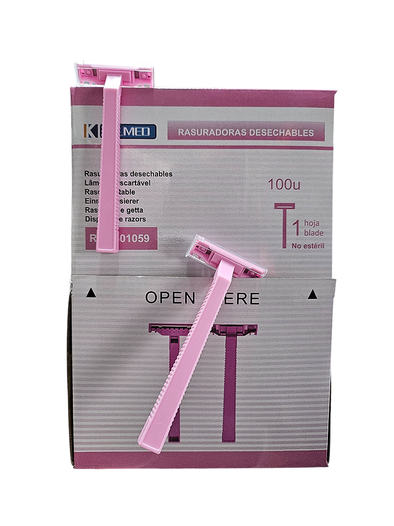 Laminas Descartáveis Rosa 100 Und / Não Estéril